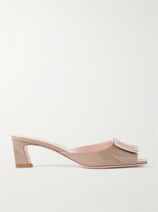 Trompette embellished patent-leather mules