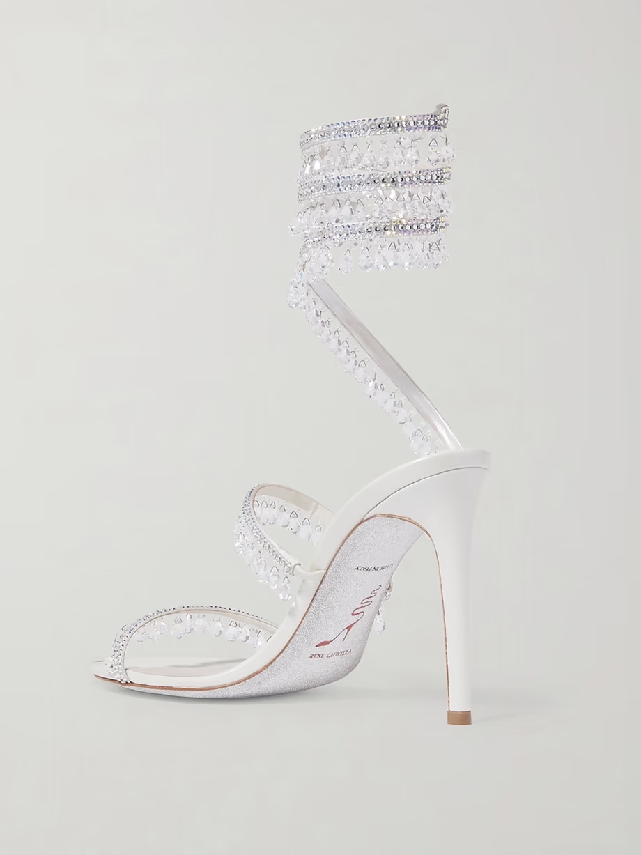 Cleo embellished metallic satin and leather sandals